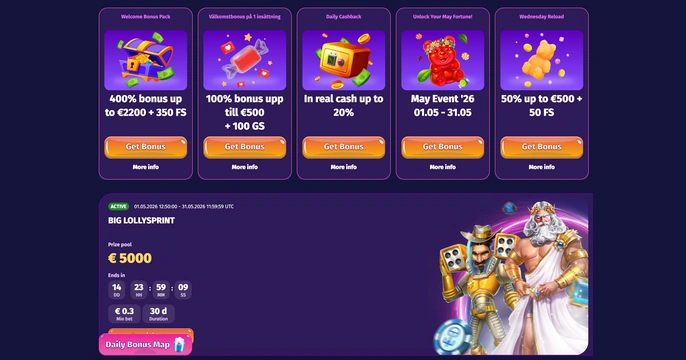 Lolly Spins Casino Bonus